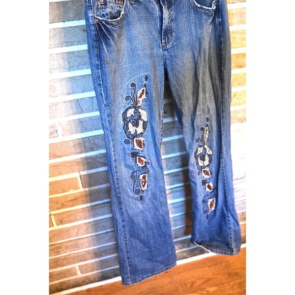 Vintage Z. Cavaricci Distressed Embroidered Copper Sequence Jeans Y2K floral 12 - Picture 2 of 10